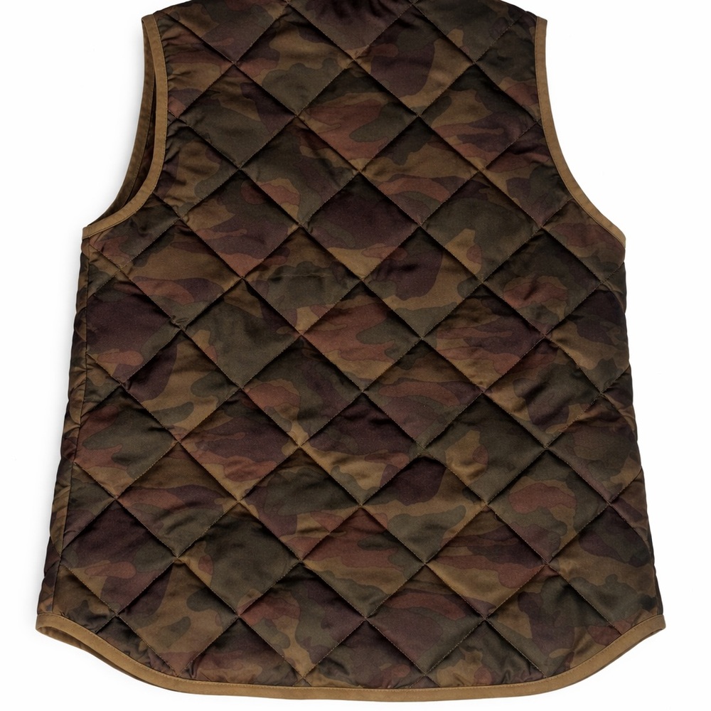 J.Crew Camo Quilted Down Puffer Vest Men’s‎ Small Green Zip Insulated Sleeveless - Picture 3 of 14